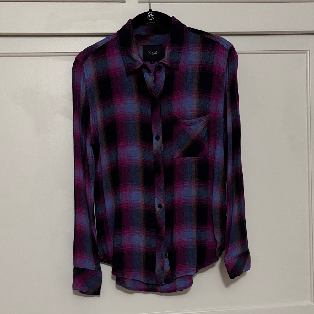 Rails Purple and Black Plaid Button-Down Shirt